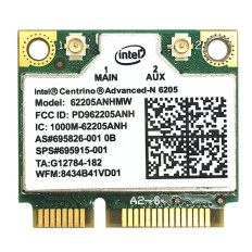Intel 62205ANHMW | Advanced-N Centrino 6205 Dual Band 300Mbps 2.4GHz / 5GHz IEEE 802.11a/b/g/n Half Mini PCI Express Wireless Network Card