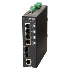 Omnitron Systems 2902-0-24-2Z | RuggedNet 10G/Mi, 2xSFP/SFP+, + 4xRJ-45, 2xDC Powered Industrial Temp