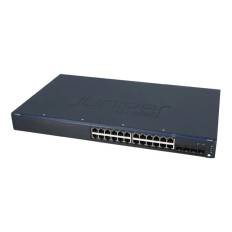 Juniper 750-037904 | 24-Ports 10/100/1000Base-T Ethernet Switch with 4 SFP Gigabit Ethernet uplink ports and internal DC power Supply