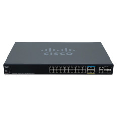 Cisco SG350X-24PD-K9-EU | Small Business SG350X-24MP PoE+ 20 x RJ-45 Ports 10/100/1000Base-T + 4 x RJ-45 2.5GBase-T Ports + 4 x SFP+ Ports + 2 x RJ-45 10GBase-T Ports Layer 3 Managed Rack-Mountable Gigabit Ethernet Network Switch