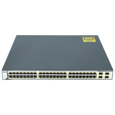 Cisco WS-C3750G-48TS-= | Catalyst 3750 Series 3750G-48TS 48 x RJ-45 Ports 10/100/1000Base-T + 4 x SFP Ports Layer 3 Managed 1U Rack-mountable Gigabit Ethernet Stackable Network Switch