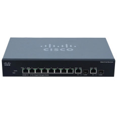 Cisco SG300-10 | Small Business 300 Series 8 x Ports 10/100/1000Base-T + 2 x Combo SFP (mini-GBIC) Ports Layer 3 Stackable Managed 1U Rack-mountable Gigabit Ethernet Network Switch
