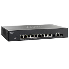 Cisco SG300-10P | Small Business 300 Series 8 x Ports PoE 10/100/1000Base-T + 2 x Combo SFP (mini-GBIC) Ports Layer 3 Stackable Managed 1U Rack-mountable Gigabit Ethernet Network Switch
