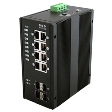Black Box LIE1014A | LIE1000 Series 8 x Ports 1000Base-T PoE+ + 4 x Ports 1000Base-X SFP Layer 2 Gigabit Ethernet Temperature Switch