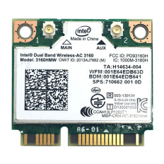 Intel 3160.HMWWB | Wireless-AC 3160 Dual Band 2.4GHz / 5GHz 433Mbps IEEE 802.11a/b/g/n/ac Bluetooth 4.0 PCI Express HMC Wireless Network Adapter