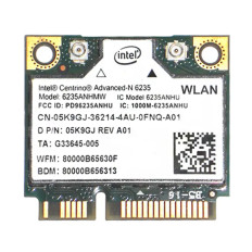 Intel 6235AN.HMWWB | Advanced-N Centrino 6205 Dual Band 300Mbps 2.4GHz / 5GHz IEEE 802.11a/b/g/n Bluetooth 4.0 Half Mini PCI Express Wireless
