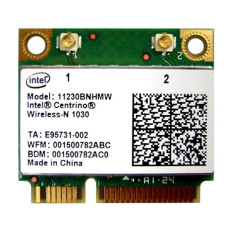 Intel 11230BNHMW | Centrino Wireless-N 1030 2.4GHz 300Mbps IEEE 802.11b/g/n Bluetooth 3.0 PCI Express Half Mini Wireless Network Adapter