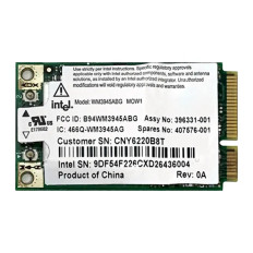 Intel B94WM3945ABG | PRO/Wireless 3945ABG 54Mbps IEEE 802.11a/b/g Mini PCI Express Wireless Network Adapter