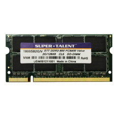 Super Talent T800SB2G/V(SZ) | 2GB DDR2-800MHz PC2-6400 Non-ECC Unbuffered CL6 200-Pin SODIMM 1.8V Dual Rank Memory Module