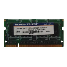 Super Talent T667SA1G/V(SZ) | 1GB DDR2-667MHz PC2-5300 Non-ECC Unbuffered CL5 200-Pin SODIMM 1.8V Dual Rank Memory Module