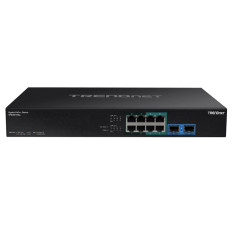 TRENDnet TPE-BG102G | 8-Ports 10/100/1000Base-T RJ-45 GbE (4xPoE+ / 4xPoE++) 2-Ports 1000Base-x SFP 1U Rack-mountable Gigabit Ethernet Network Switch