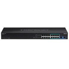 TRENDnet TPE-BG182G | 16-Ports 10/100/1000Base-T RJ-45 GbE (8xPoE+ / 8xPoE++) 2-Ports 1000Base-x SFP 1U Rack-mountable Gigabit Ethernet Network Switch