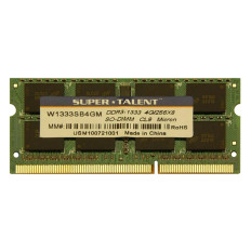 Super Talent W1333SB4GM | 4GB DDR3-1333MHz Non-ECC Unbuffered CL9 204-Pin SODIMM 1.5V 2Rx8 Memory Module