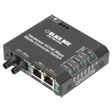 Black Box LBH100A-H-ST | LBH100 Series 2 x Ports 10/100Base-T RJ-45 + 1 x Port 100Base-FX Layer 2 Fast Ethernet Hardened Temperature Media Converter Switch