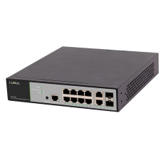 Luxul XMS-1208P | 12-Ports (8x PoE+ and 2x GE SFP with 2x GE Uplink Ports) Front-Facing Rackmount Gigabit Managed Switch