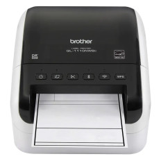 Brother QL-1110NWBC | Monochrome Label Print Desktop Direct Thermal Printer White Glossy Black