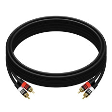 Monoprice 5348 | 15ft Premium 2 RCA Plug/2 RCA Plug M/M 22AWG Cable Black