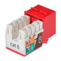 Monoprice 5383 | Cat6 Punch Down Keystone Jack for 22-24AWG Solid Wire Red
