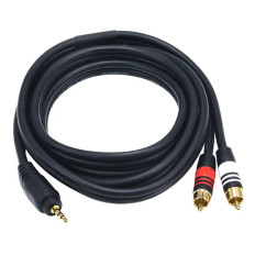 Monoprice 5598 | 6ft Premium 3.5mm Stereo Male to 2RCA Male 22AWG Cable (Gold Plated) Black