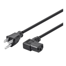Monoprice 7679 | Right Angle Power Cord NEMA 5-15P to Right Angle IEC 60320 C13 16AWG 13A/1625W SJT 125V Black 3ft