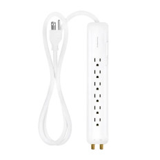 Monoprice 9199 | 6 Outlet Slim Surge Protector Power Strip with AV Coaxial Protection 1080 Joules 4ft Cord