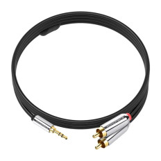 Monoprice 9768 | 6ft Designed for Mobile 3.5mm Stereo Male to RCA Stereo Male (Gold Plated) Black
