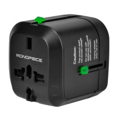Monoprice 9876 | Compact Cube Universal Travel Adapter Black
