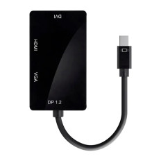 Monoprice 12799 | Mini DisplayPort 1.2a / Thunderbolt to 4K HDMI DVI and VGA Passive Adapter Black