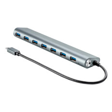 Monoprice 14909 | SuperSpeed 7-Port USB-C Hub Gray