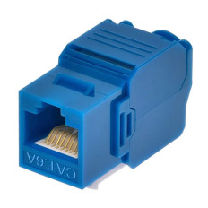 Monoprice 15666 | Cat6A RJ45 Toolless 180-Degree Keystone Jack for 22-24AWG Solid Wire Blue