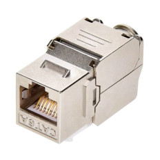 Monoprice 15680 | Entegrade Series Cat6/Cat6A Shielded RJ45 Toolless Die Cast 180-Degree Keystone Jack for 22-24AWG Solid Wire Silver