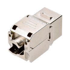 Monoprice 15680 | Entegrade Series Cat6/Cat6A Shielded RJ45 Toolless Die Cast 180-Degree Keystone Jack for 22-24AWG Solid Wire Silver