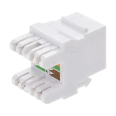 Monoprice 15695 | Cat6 Punch Down Short Body 180-Degree Keystone Jack for 22-24AWG Solid Wire White