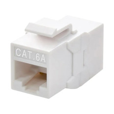 Monoprice 15696 | Cat6A RJ45 Inline Coupler Type Feedthrough Keystone Jack for 22-24AWG Solid Wire Permanent Link White