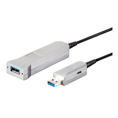 Monoprice 16379 | SlimRun USB-A to USB-A Female 3.0 Extension Cable Fiber Optic Silver 65.6ft