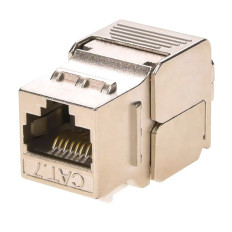 Monoprice 24756 | Entegrade Series Cat6A/Cat7 Shielded RJ45 Toolless Die Cast 180-Degree Keystone Jack for 22-24AWG Solid Wire PoE+ Silver 10-Pack