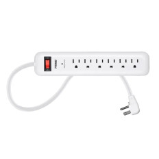 Monoprice 27854 | 6 Outlet Surge Protector Power Strip with Low-Profile Plug with 8ft Cord 1000 Joules White