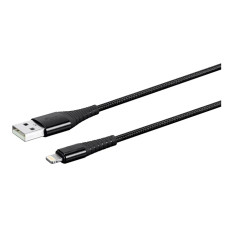 Monoprice 31190 | Premium Ultra Durable Nylon Braided Apple MFi Certified Reinforced Lightning to USB-A Charging Cable 1.5ft Black
