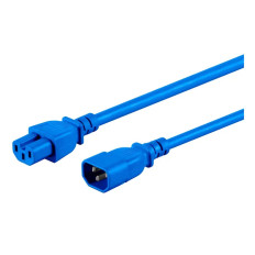Monoprice 33654 | Heavy Duty Power Cable IEC 60320 C14 to IEC 60320 C15 14AWG 15A/1875W SJT 120V Blue 3ft