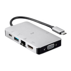 Monoprice 34184 | Consul Series USB-C Mini-Dock with HDMI and VGA Ethernet 2-Port USB 3.0 PD3.0 100W Pass-through