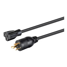 Monoprice 35062 | Heavy Duty Power Cord Locking NEMA L5-20P to NEMA 5-15/20R 12AWG 20A/2500W SJTW 125V Black 2ft