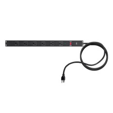 Monoprice 35097 | 6 Outlet Metal Surge Protector Power Strip with Surface Mount Tabs 540 Joules 15ft Cord Black