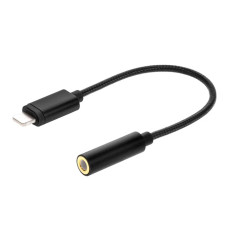 Monoprice 36444 | Premium Ultra Durable Nylon Braided Apple MFi Certified Lightning to 3.5mm Jack Audio Adapter Black