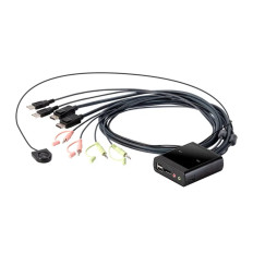Monoprice 38294 | 2-Port USB DisplayPort Cable KVM Switch with Remote Port Selector