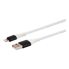 Monoprice 38303 | Premium Ultra Durable Nylon Braided Apple MFi Certified Reinforced Lightning to USB-A Charging Cable 6ft White