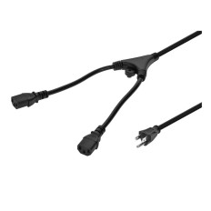 Monoprice 41089 | Power Cord Splitter NEMA 5-15P to 2x IEC 60320 C13 18AWG 10A/1250W SJT Black 3ft