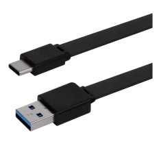 Monoprice 41941 | Flat USB-C to USB-A 3.2 Gen 1x1 Charge and Sync Cable 5Gbps 3A Black 6ft