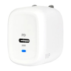 Monoprice 42263 | USB-C Charger 20W 1-port PD GaN Technology Foldable Wall Charger White for MacBook Pro/Air iPad Pro iPhone 16/15/14/Pro/Pro Max