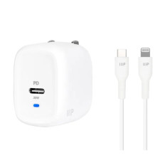 Monoprice 42264 | iPhone Pro Charging Bundle MFi Certified 20W 1-port PD GaN Technology Foldable Wall Charger and 1.2m Fast Charge Cable for iPad iPhone