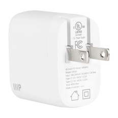 Monoprice 42620 | USB-C Charger 40W 2-port PD GaN Technology Foldable Wall Charger White for iPad Pro iPhone 16/15/14/Plus/Pro/Pro Max